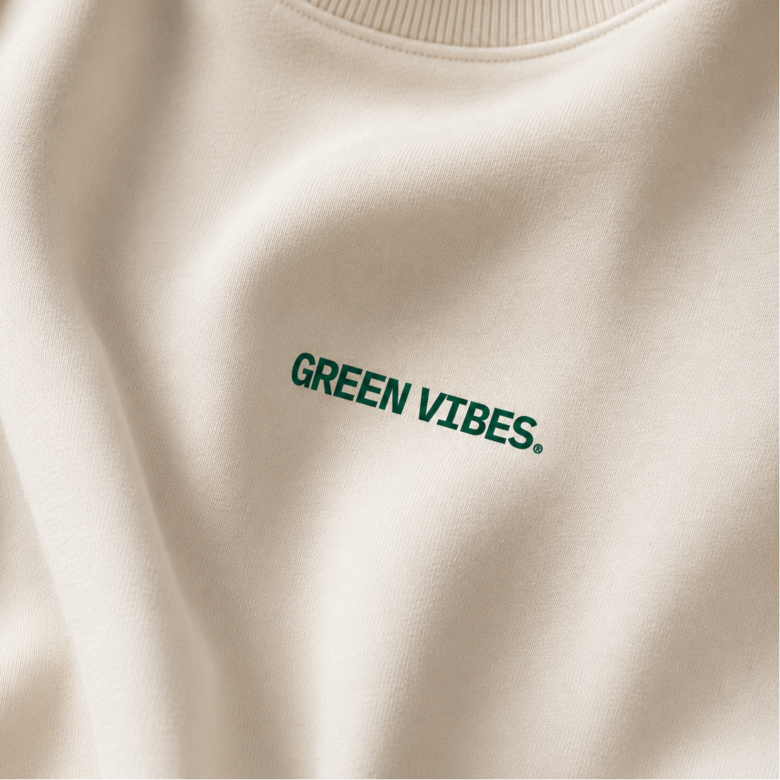 Green Vibes Heavyweight Semi-Oversized Tee — Warm Off-White